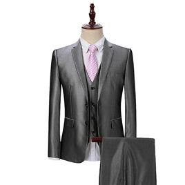 Allthemen Mens 3-Piece Business Wedding Party Slim Fit Shinny Ternos Cinza prata L