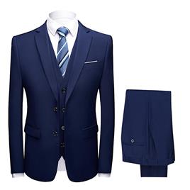 Allthemen Mens 3-Piece Solid Wedding Business Slim Ternos Azul marinho L