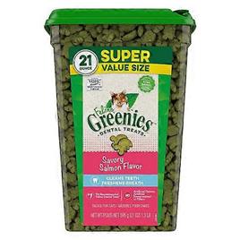 Greenies Feline Natural Dental Treats Sabor Salmão Tentador, 21 oz
