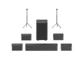 Soundbar Ultimea Poseidon D80 7.1 Canal 1 Par De Suportes Para Alto-falantes Steady 300 Dolby Atmos 460w Potência De Pico Controlo Por App