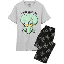 SpongeBob SquarePants Mens Squidward Long Pyjama Set Cinza/preto M