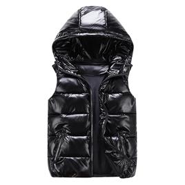 Sliktaa Unisex Brilhante Waterproof Sleeveless Jacket Colete Puffer Leve Preto 2XL