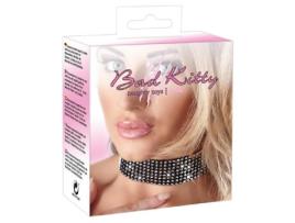 Colar Preto com Strass Preto/Prata Tamanho 25/42Cm BAD KITTY
