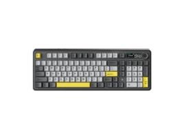 Teclado mecânico para jogos AJAZZ AK980 teclado de escritório três eixos V2 três modos RGB display roxo branco azul