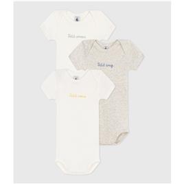 Lote de 3 bodies de mangas curtas, Petit Bateau