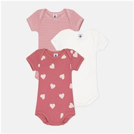Lote de 3 bodies de mangas curtas, Petit Bateau