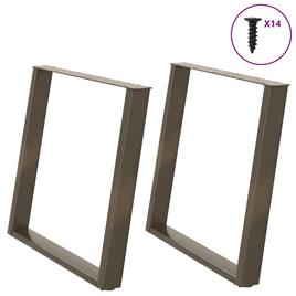 vidaXL Pernas p/ mesa de jantar 2pcs forma U 100x(72-73)cm aço natural