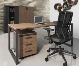 Secretárias de Escritório 1800x800x740mm Kclose Melamina Antracite / Cerejeira Chocolate