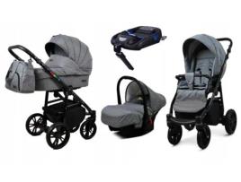 Carrinho de Bebé Multifuncional BABYLUX CLASSIC GOLD 4 Em 1 -Grey Flex BLACK FRAME - Ajustável e dobrável Construção leve em alumínio - Acessórios