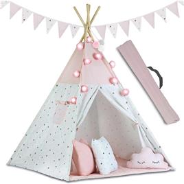 Viking Choice Teepee brinca com light & garlands – Pink Rosa 120 cm x 120 cm x 165 cm