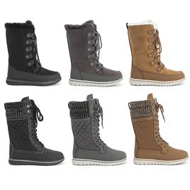 Polar Boot Womens térmico inverno neve chuva morna caminhadas impermeável, altura do joelho, botas UK 3-9 Cinza Nylon acolchoado Cardoso UK 6
