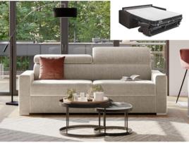 Sofá Cama DUNLOPILLO (196 x 94 x 100 Tamanho Cama: 140 - 159 cm - Veludo - Bege)