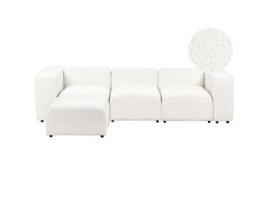 Sofá e repousa-pés estofado em tecido bouclé moderno BELIANI Falsterbo de Bouclé Branco 278x105x70