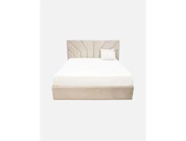 Cama de Casal Jade Estofada Medidas CRISPALMÓVEL Tecido Bege (168x212x115cm)
