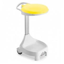 Contentor 120L Smile W-70 c/Pedal e Rodas Branco com tampa Amarelo