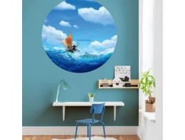 Foto De Parede Não Tecido 125 X 125 Cm Disney Dot Moana Ocean Está Chamando Adesivo Azul, Branco, Preto Moana Maui 1 Peça Komar