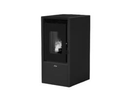 Estufa De Pellets Modulante En Acero Y Hierro Fundido De 6,4 Kw Lira Slim Plus Nero Ferroli