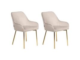 Juego De Sillas De Diseño Beliani Loverna De Terciopelo Beige 56x59x89