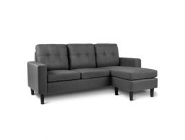 Nel Gris Sofá de 3 Lugares Estofado em Tecido, Mobiliário para Sala de Estar ou de Jantar Mc Haus