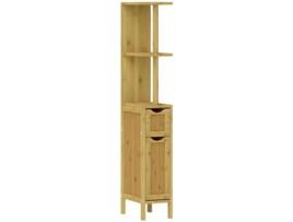 Coluna Casa De Banho Bambu, Melamina De Madeira E Mdf Cor Cor De Madeira Natural 18x30x120 Cm Homcom
