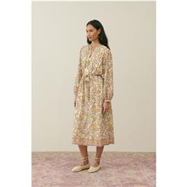 Vestido comprido com cinto, mangas compridas, MARTINA, Louise Misha