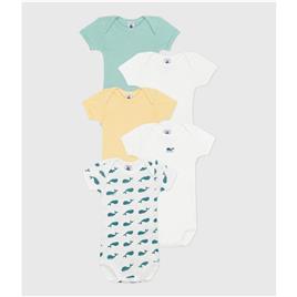 Lote de 5 bodies de mangas curtas, Petit Bateau