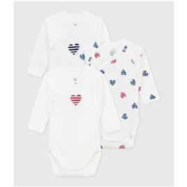 Lote de 3 bodies de mangas compridas, Petit Bateau