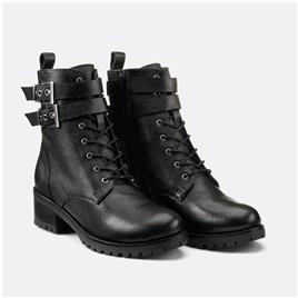 Botas com atacadores Davina, em pele granulada, Cosmoparis