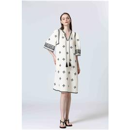 Vestido de comprimento médio com estampado étnico, See U Soon