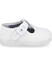 Sapatos de Menino ANDREA RUIZ 952 PEPITOS LONA NIÑO BLANCO