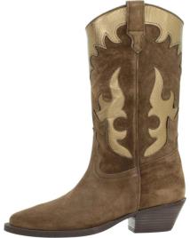 Botas de Mulher ALPE 2088 BOTA COWBOY DE ANTE Y PIEL CON TACON CUBANO CASTANA