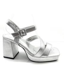 Sandálias de Mulher BUONAROTTI SANDALIAS FIESTA TACON ALTO TIRAS HEBILL PLATEADO