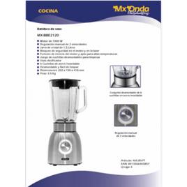 BATER. MXONDA MXBBE2120 INOX VIDRO 1.05L 1000W