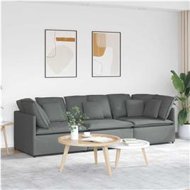 vidaXL Sofá modular com almofadas tecido cinzento-escuro