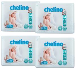 Fraldas Chelino Tamanho 4 (9-15 Kg) 4x34 unidades