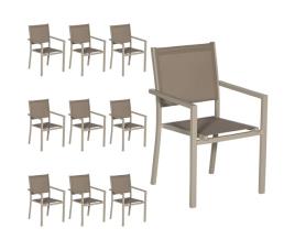 Juego de 10 sillas de textileno y aluminio