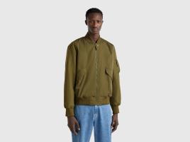 Benetton, Jaqueta Bomber Acolchoada, size S, Verde Militar, Homem
