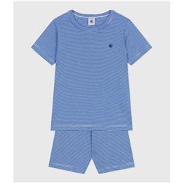 Pijama com calção às riscas em algodão, Petit Bateau