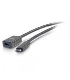C2G 1FT USB-C to C 3.1 (gen 2) Male to Female Extension Cabo (10GBPS) - Cabo Extensor USB - USB-C (M) Para USB-C (F) - USB 3.1 GEN 2 / Thunderbolt 3 - 3 A - 30 CM - Moldado - Preto