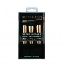 Revolution Makeup Ultra Metals Go Contouring Kit 3 Pcs Brushes