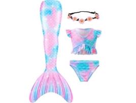 Roupa Interior de Natação Fato de Banho de Sereia Conjunto de Roupa Interior de Fantasia de Sereia 5-6 Anos FPSP