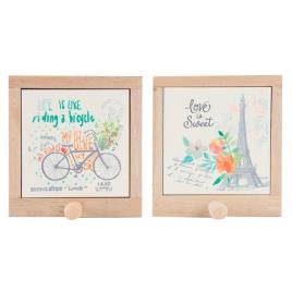 Bengaleiro DKD Home Decor Madeira Cerâmica (2 pcs) (14 x 14 x 4 cm)