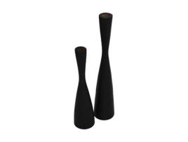 2 Castiçais de Teca Preta Ø8 X 32/ø8 X 42 Hsm Coleção