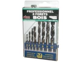 Broca Para Madeira Riss Caixa Com 8 Brocas Para Madeira 3 Pontas Ø3 4 5 6 7 8 9 10 Mm