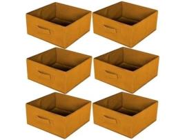 Caixas De Armazenamento Toilinux Conjunto De 6 Dobrável 30x30x15cm Amarelo Âmbar