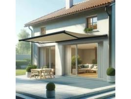 Toldo Coffre Hevoa Cinza Antracite 5,00x3,50 Motorizado com socorro telecomando - Tela Bege