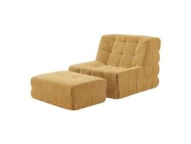 Poltrona De Chão Com Banco De Pés Koskyvn Têxtil 75x90x100 Cm Amarelo En.casa