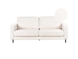 Sofá de 3 Lugares Beliani Savalen de Bouclé Branco, 204x91x87 cm