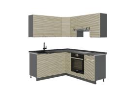 Cozinha Em Ângulo Fame Line, 160x190cm, Pt Antracite, Carvalho Lambris/antracite, Antracite, Vicco