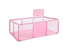 Bebê Playground Xl Cerca De Segurança Portão 124x188x66cm Cama Cercadinho Para Crianças Dentro E Ao Ar Livre Rosa Euro Mega